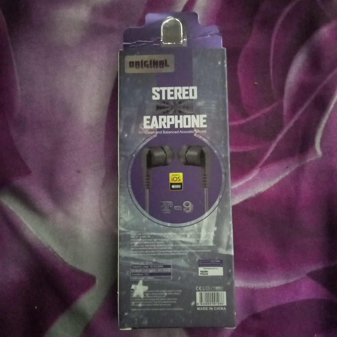 T-9 stereo music Earphone