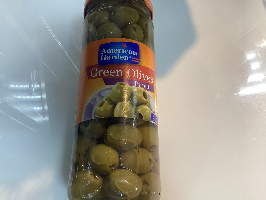 American garden Green Olives Pitted 450g