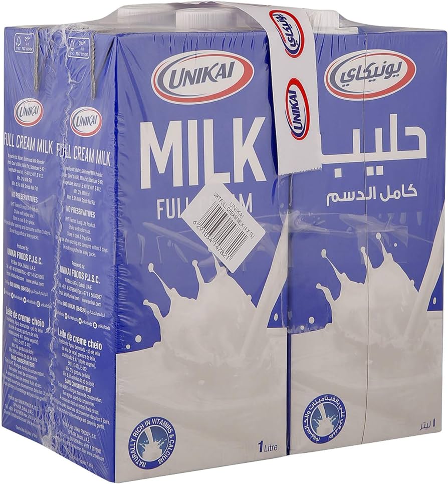 UNIKAI Full Cream LongLife Milk 1L×4