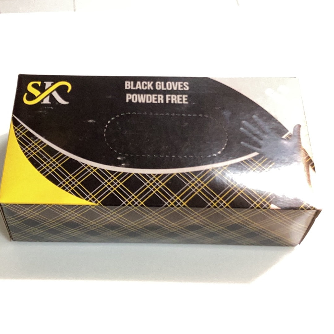 Sk black gloves powder free