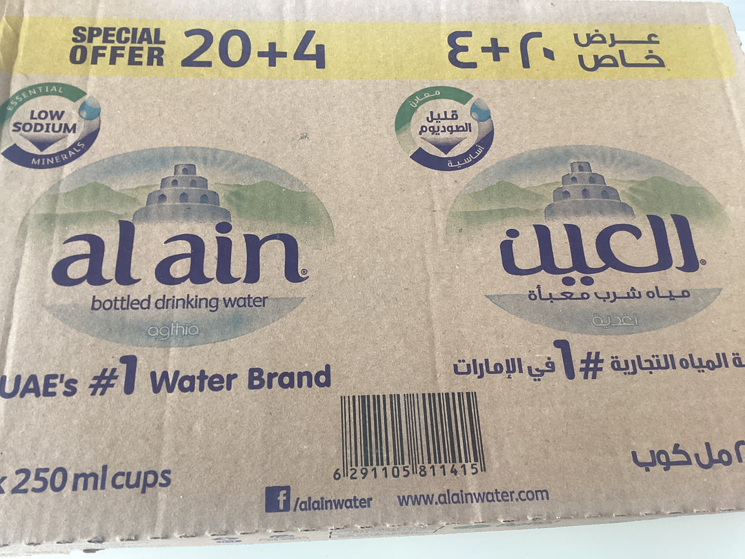 Al Ain Water 250ml Cups (24Pcs)